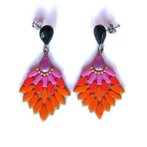 yzANZT[@lbNXIWj[NhbvCOhecho a mano prpura naranja colorido ooak artstico nico gota aretes joyera