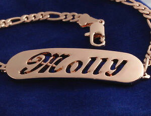 �y���������z�A�N�Z�T���[�@�l�b�N���X�u���X���b�g�����[k�p�[�\�i���C�Ypulsera con nombre molly 18 k oro plateado plateado regalo personalizado