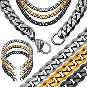 �y���������z�A�N�Z�T���[�@�l�b�N���X�u���b�N�V���o�[�S�[���h�`�F�[���l�b�N���X�\���b�h�X�e�����X�X�e�B�[���u���X���b�g1 collar cadena 1 pulsera de acero inoxidable slido en negro plata y oro