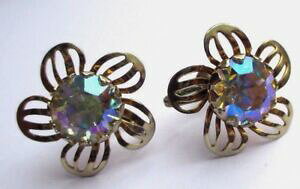 �y���������z�A�N�Z�T���[�@�l�b�N���X�r���e�[�W�K���Xboucles doreilles pas de vis ancien bijou vintage fleur cristal boralis 1672