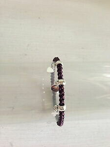 �y���������z�A�N�Z�T���[�@�l�b�N���X�u���X���b�g�X�g���b�v�u���E���A���W�F���gbracelet cordon lien tress marron breloques argent