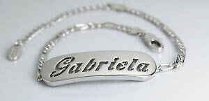 �y���������z�A�N�Z�T���[�@�l�b�N���X�z���C�g�S�[���h�V���o�[gabrielapulsera con nombre 18ct oro blanco plateadoregalos para ellamoda