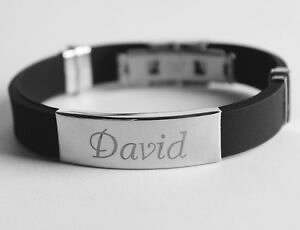 �y���������z�A�N�Z�T���[�@�l�b�N���X�V���R���V���o�[�u���X���b�gdavidpara hombre de silicona y plata placa de nombre grabada pulserada del padre