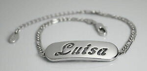 �y���������z�A�N�Z�T���[�@�l�b�N���X�z���C�g�S�[���h�V���o�[luisapulsera con nombre 18ct oro blanco plateadoregalos para ellamoda