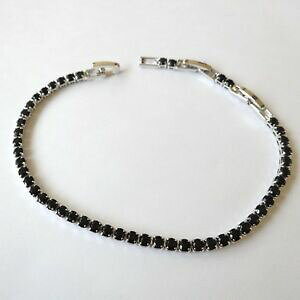 �y���������z�A�N�Z�T���[�@�l�b�N���X�e�j�X�A���W�F���gbracciale tennis uomo donna colore argento zirconi neri 18 20 22 cm 239 u