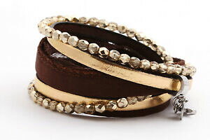 �y���������z�A�N�Z�T���[�@�l�b�N���X�u���X���b�g�V���N�_�[�N�u���E�����[���n���h���C�hpulsera enrollada seda cuero * marrn oscurofirepolished * 100 fabricado a mano,