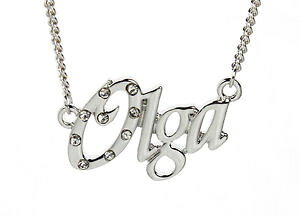 �y���������z�A�N�Z�T���[�@�l�b�N���X�S�[���h�l�b�N���X18 k oro blanco plateado collar con nombre olgapersonalizado identidad joyas