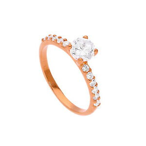 yzANZT[@lbNX[YS[hTCYX^[OVo[Ochapado en oro rosa de plata esterlina medio anillo de la eternidad con solitario tamao jw