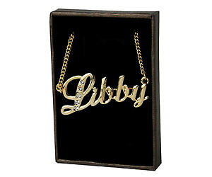 �y���������z�A�N�Z�T���[�@�l�b�N���X�l�[���l�b�N���X�S�[���h�R�~�b�g�����gcollar de nombre libby chapado en oro 18 ctregalo de cumpleaosregalos de compromiso