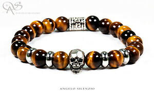 �y���������z�A�N�Z�T���[�@�l�b�N���X�^�C�K�[�A�C�u���X���b�g�V���o�[�X�J���u���X���b�g�u���X���b�gpulsera perlas tiger ojo perlas silver skull 4 r seora pulsera caballero bracelet