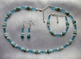 【送料無料】アクセサリー　ネックレスティールアクアセットネックレスブレスレットcerceta pardilla, aqua amp; white joyera set collar, pulsera amp; pendientes