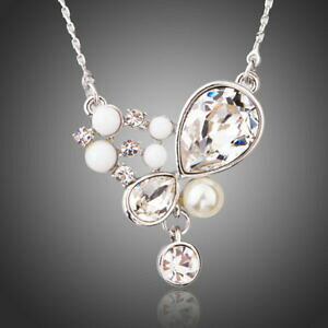 �y���������z�A�N�Z�T���[�@�l�b�N���X�t�@�b�V�����N���X�^���z���C�g�I�[�X�g���A�l�b�N���X�y���_���gmoda brillante brillante transparente blanco cristal flor nupcial collar colgante de austri