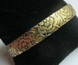 【送料無料】アクセサリー　ネックレスビンテージシャルマンブレスレットcharmant bracelet rigide en cuivre jaune finement grav bijou vintage 5206