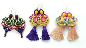 yzANZT[@lbNXJtu[hCOarco iris colorido trencillas pendientes hecho a mano azteca etno boho borlas regalo