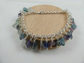 【送料無料】アクセサリー　ネックレスシルバーブレスレットhecho a mano de varios colores fluorita dangly dije brazalete plateado nica ajustable