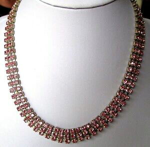 �y���������z�A�N�Z�T���[�@�l�b�N���X�R���A�[�A���W�F���g�h�r���e�[�W���[�Ycollier couleur argent rivire de cristaux rose sur 3 rangs bijou vintage 230