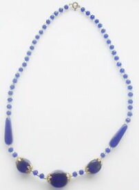 【送料無料】アクセサリー　ネックレスパールアールデココリアービンテージcollier vintage en perle de verre bleu et translucide dco couleur or 155