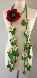 �y���������z�A�N�Z�T���[�@�l�b�N���X�E�[���X�J�[�tcollar de la venta flores fresa lana fieltro bufandas