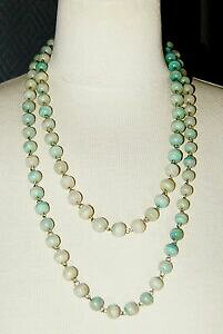 yzANZT[@lbNXRA[WXp[collier sautoir perles en jaspe blanchtre, vert et bleu et mtal blanc