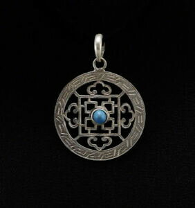 yzANZT[@lbNX`xbg^[RCYVo[y_gcolgante tibetano mandala con turquesa joya buda plata 25