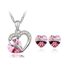 【送料無料】アクセサリー　ネックレスシルバーハートプレッシャイヤリングtoc plateado cristal rosa pendientes de presin en forma de corazn amp;