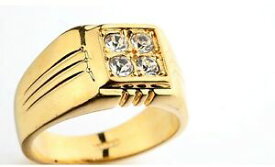 【送料無料】アクセサリー　ネックレスリングゴールドマンメッキkゴールドメッキクリスタルlujo anillo de hombre oro gold 18k chapado cristal baado en oro idea de regalo