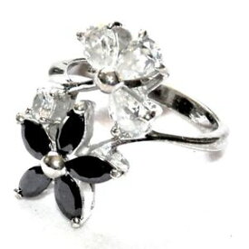 【送料無料】アクセサリー　ネックレスソリッドシルバーリングジルコニウムリングanillo plata maciza 925 flor circonio negro blanco 56 joya ring