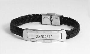 �y���������z�A�N�Z�T���[�@�l�b�N���X�J�X�^�����U�[�u���X���b�g�N���X�}�Xpulsera de cuero grabada personalizadaaniversario de bodas memorial fecha de navidad