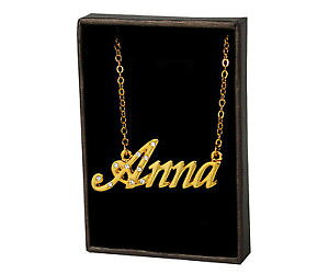 �y���������z�A�N�Z�T���[�@�l�b�N���X�l�[���l�b�N���X�N���X�}�Xcollar de nombre anna chapado en oro 18ctregalos para su compromiso de navidad