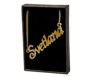 �y���������z�A�N�Z�T���[�@�l�b�N���X�l�[���l�b�N���Xk�S�[���h���b�L�y���_���g�o�����^�C���f�[collar de nombre svetlana 18k chapado en oro boda nico colgante de san valentn