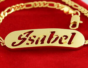 �y���������z�A�N�Z�T���[�@�l�b�N���X�u���X���b�g�C�U�x��k�p�[�\�i���C�Ypulsera con nombre isabel 18 k oro plateado plateado regalo personalizado
