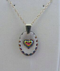 �y���������z�A�N�Z�T���[�@�l�b�N���X�K���Xpintado a mano corazn cristal oval colganteiridiscente