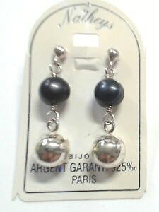 �y���������z�A�N�Z�T���[�@�l�b�N���X�@�A���W�F���g�A�[�W�F���gboucles doreilles ancien modele argent 925 1 perles noires et 1 argent