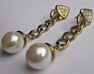 yzANZT[@lbNX@re[Wbijou boucle doreille perces bijou vintage couleur or perle cristaux 3315