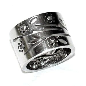 �y���������z�A�N�Z�T���[�@�l�b�N���X�@���`�[�t�����Obague anneau large acier motif fleur t 50 bijou ring