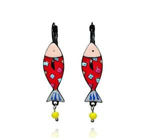 �y���������z�A�N�Z�T���[�@�l�b�N���X�@�C�������Olol bijoux orecchini pesce arte moderno rosso