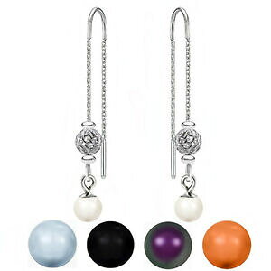 yzANZT[@lbNX@X^[OVo[COOp[XtXL[NX^v925 argento sterling orecchini pull attraverso lunghe perla cristalli di swarovski