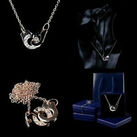 【送料無料】アクセサリー　ネックレス　カラーローズゴールドクリスタルネックレスcollana donna a pendente manetta colore oro rose 18 kt cristallo regalo