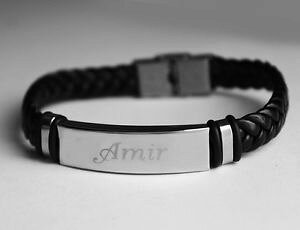�y���������z�A�N�Z�T���[�@�l�b�N���X�@�u���X���b�g�v���[���gamiruomo bracciale con nomein pelle intrecciato regali di compleanno per lui