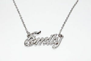 �y���������z�A�N�Z�T���[�@�l�b�N���X�@�z���C�g�S�[���h���b�L�l�b�N���Xemily 18ct bianco oro placcatura collana con nomeanniversario grazie regali