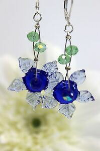 yzANZT[@lbNX@KXVo[y_gCOglass jewels argento orecchini pendenti perle lampwork fiori blu l026