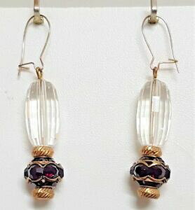 �y���������z�A�N�Z�T���[�@�l�b�N���X�@�r���e�[�W�N���X�^��bijoux vintage boucles doreilles cristal couleur grenat blanc mtal dor t23