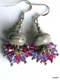 【送料無料】アクセサリー　ネックレス　バイオレットファイルboucles d´oreilles violet fuschia en verre artisanal fil au chalumeau et perles