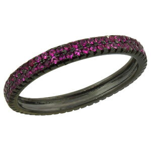 yzANZT[@lbNX@X^[OVo[ObhEh}CNJbg3mm argento sterling 2row eternity anello wrosso taglio rotondo micro pav