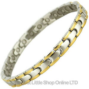 �y���������z�A�N�Z�T���[�@�l�b�N���X�@�X�e�����X�X�`�[���u���X���b�g�g�[�����A�A�[�X�}�O�l�b�g�o�C�Inuovo donna magnetico bracciale in acciaio inossidabile 2 toni rare earth magnets bio regal