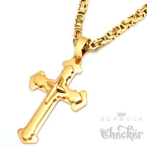 yzANZT[@lbNX@XeXNXy_gS[hkS[h`F[LOxl acciaio inox ciondolo croce donna uomo oro grandi 18k dorato re catena nuovo