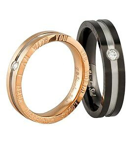 yzANZT[@lbNX@XeXX`[OuO2 fedi in acciaio inossidabile di fidanzamento fedi fedine amore anello bicolore