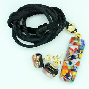 yzANZT[@lbNX@CO}`J[lbNX[uKX[mxjXmulticolore collana con ciondolo orecchini a lobo set murano vetro venice