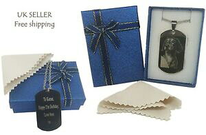 �y���������z�A�N�Z�T���[�@�l�b�N���X�@�J�X�^���^�O�G�b�`���O�e�L�X�gid personalizzato dog tag regalo inciso testo amp; immagine regalo per lui daddy militare