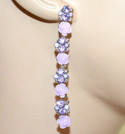 【送料無料】アクセサリー　ネックレス　イヤリングライラックシルバーペンダントorecchini lilla glicine donna argento pendenti lunghi strass fiori eleganti bb2